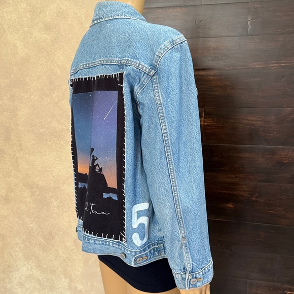 Upcycled Old Navy The Road Team Denim JacketSize XL (14-16) - Picture 3 of 4